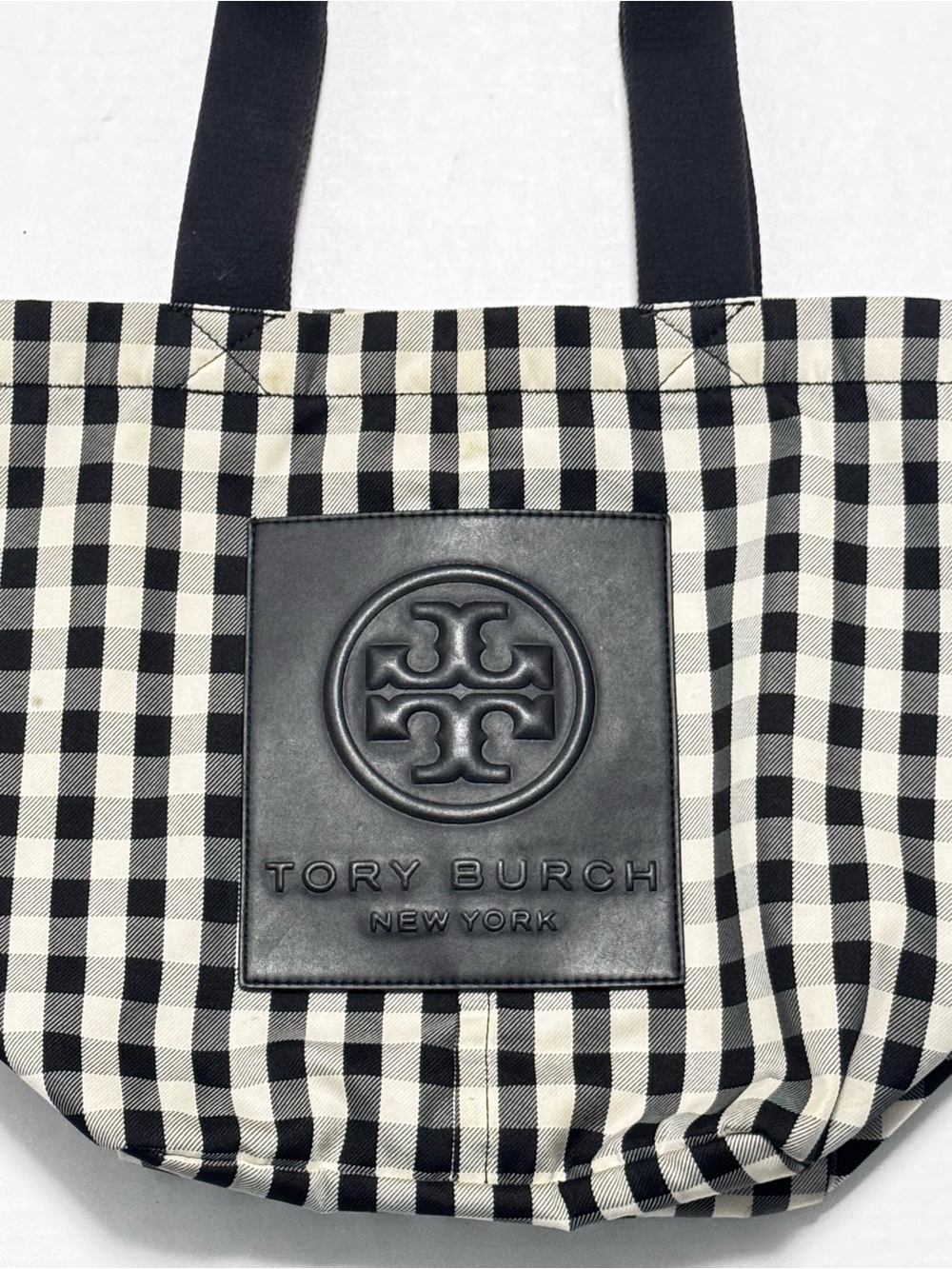 Tory Burch Piper Black & White Gingham Tote - Picture 2 of 16